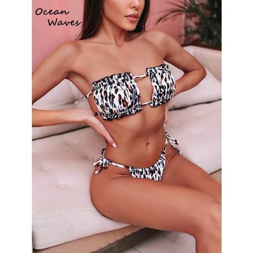 New Sexy Bikini 2021 Pleated Bandeau Swimsuit Female Swimwear Women Biquini Mini Thong Bikinis Set Bather Beachwear Bathing Suit