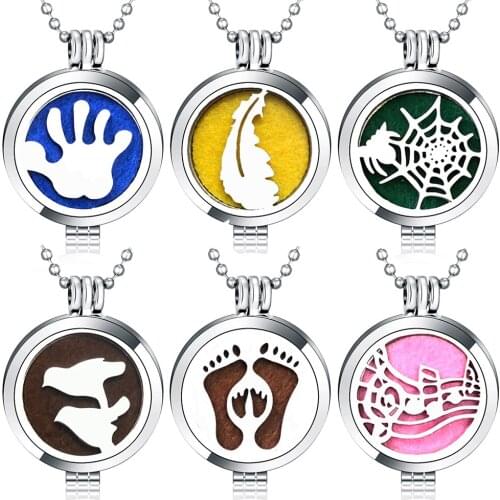 Multiple Styles Aromatherapy Diffuser Necklace Open Essential Oil Perfume Locket Stainless Steel Pendant Fashion Women Jewelry