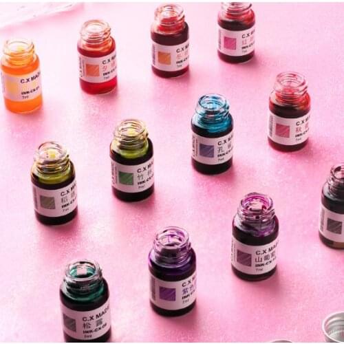 7ml Color Painting Ink Signature Pen Non-carbon Ink Fountain Dip Pen Calligraphy Writing