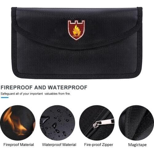Portable Fireproof & Waterproof Document Envelope File Folder Cash Pouch Valuables Money Bag Anti-Signal Bag For Home Office