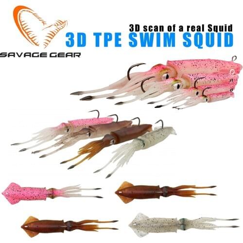 Savage gear 3D TPE Swim Squid 95-125-180-250mm High Quality Soft Bait
