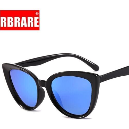 RBRARE Cateye Sunglasses Women Vintage Mirror Sunglasses Luxury Brand Designer Sun Glasses Big Frame Retro Trend Oculos Feminino