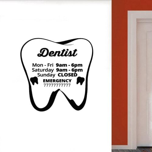 Dental Care Dentist Work TIme Art Vinyl Decal Wall Sticker Mural Poster Teeth Tools Home Decor Business Hours House Decals ov408