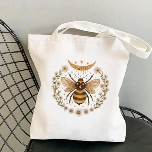 Shopper Cartoons Honey moon bee Printed Tote Bag women Harajuku shopper handbag girl Shoulder shopping bag Lady Canvas Bag