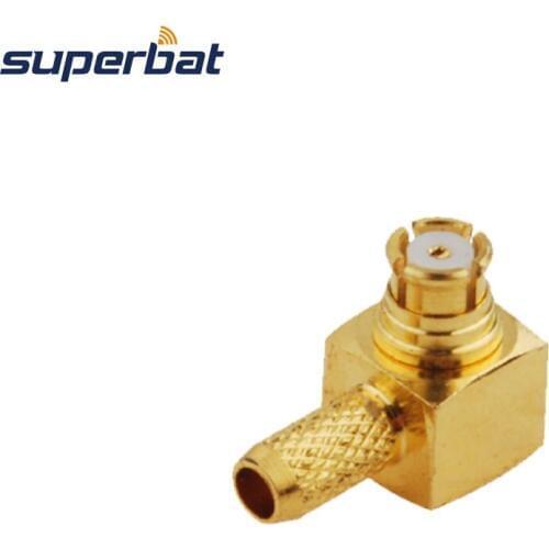 Superbat 50pcs SMP Crimp Jack Female Right Angle Connector for Coaxial Cable RG174 RG178 LMR100