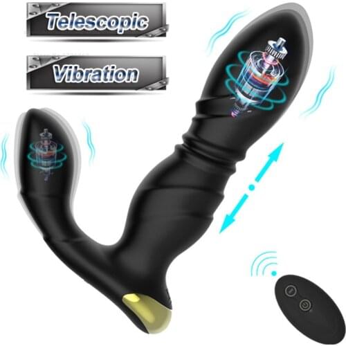 Telescopic Anal Butt Plug Male Prostate Massager Vibrator Wireless Remote Control G Spot Stimulate Adult Sex Toys For Man Gay