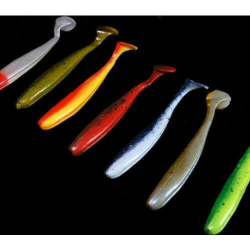 WALK FISH 6PCS/Lot 70mm T Wobblers Fishing Lures Swimbaits Silicone Soft Bait Double Color Carp Artificial Soft Lure