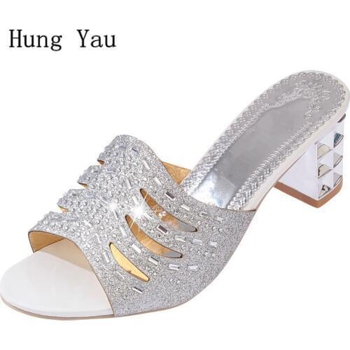 Woman Sandals Shoes 2018 Summer Style Wedges Pumps High Heels Rhinestone Gladiator Sandals Shoes Women Fashion Slippers Shoes