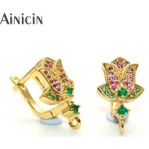 New Arrival Rose Flower Shape Gold Silver Earring Hooks Lever Lock Earring Components Fashion Women Jewelry Accessories 20pcs