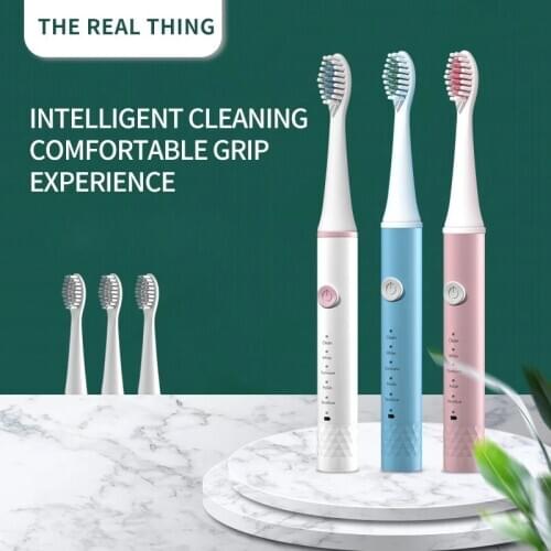Sonic Electric Toothbrush Adult Timer Brush 5 Mode USB Charger Rechargeable Tooth Brushes Replacement Heads Set