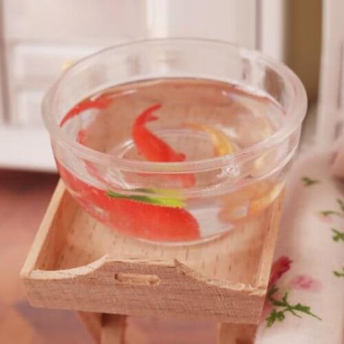1 Pc 1/12 Lovely Dollhouse Miniature Fish Tank Bowl Aquarium DHome Ornaments Toys