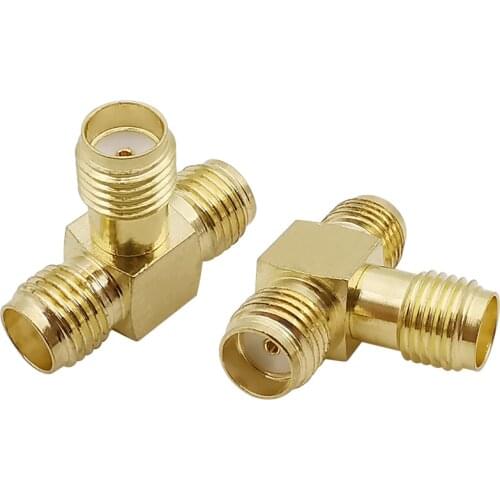 1Pcs T Shape SMA Female to Double SMA Female RF Coax Adapter SMA 3 Way Splitter Tee Connector for Antennas Broadcast Radios WiFi
