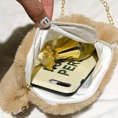 1 Pcs Women Student Shoulder Crossbody Bag Cute Plush Cat Paw for Mobile Phone C66