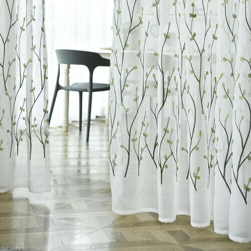 100% poly leaves design embroidered curtains living rooms bed rooms screens window treatment