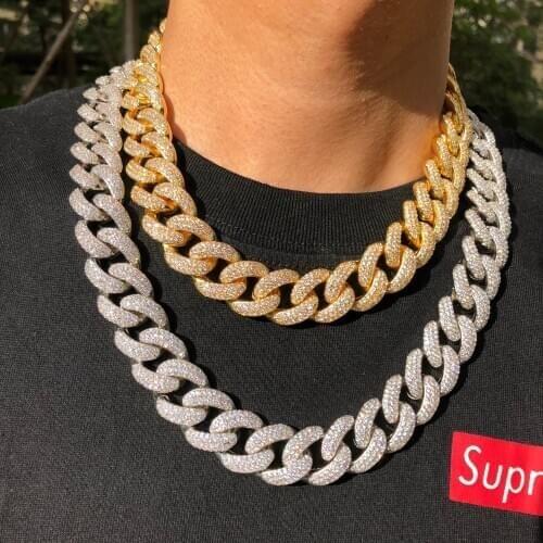 19mm gold plating and white plating hip hop cuban link chain
