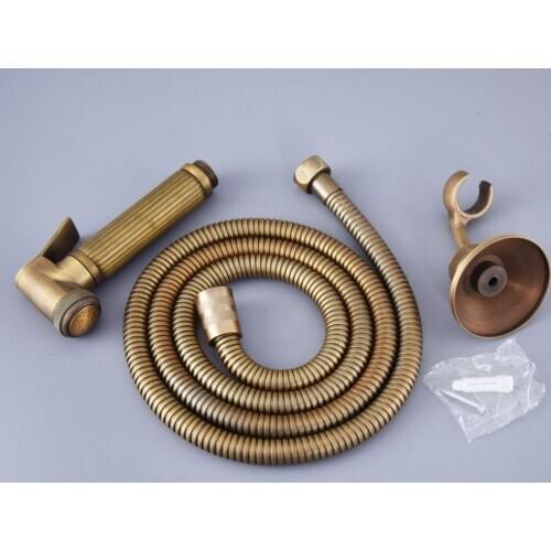 Antique Brass Bathroom Hand Spray Bracket Holder High pressure Handheld Shower head 1.5m Hand Held Shower Head Hose mhh111