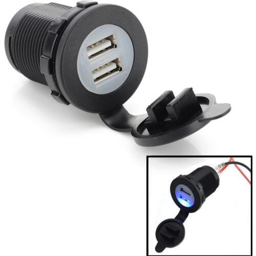 Car-styling Universal Car Charger socket USB 2.1/1.0A Socket Dual Port For Ipad Iphone Car Boat Mobile Phone with fuse wire