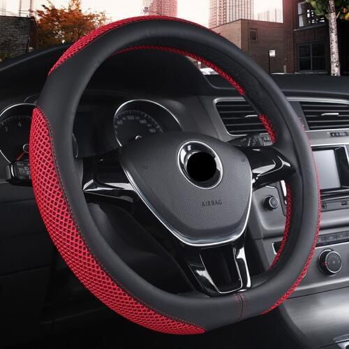 Car Steering Wheel Cover D Shape Ice silk Leather 38CM For D ring Steering-Wheel Universal Interior accessories 5 colors New