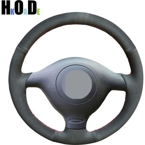 Car Steering Wheel Cover For Skoda Fabia RS 2003 Fabia 1 (6Y) 2004-2005 Seat Leon MK1 (1M) 1998-2005 Hand-sewing Black Suede