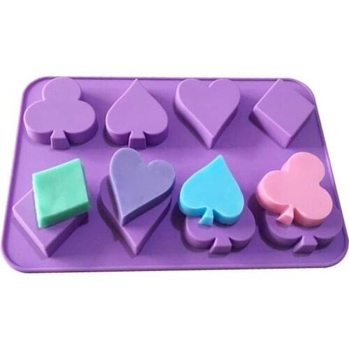 Delidge 1 pc 3D Poker Cake Mold Silicone Block Love Shape Fondant Chocolates Candy Mold DIY Different Cake Decorative Tool