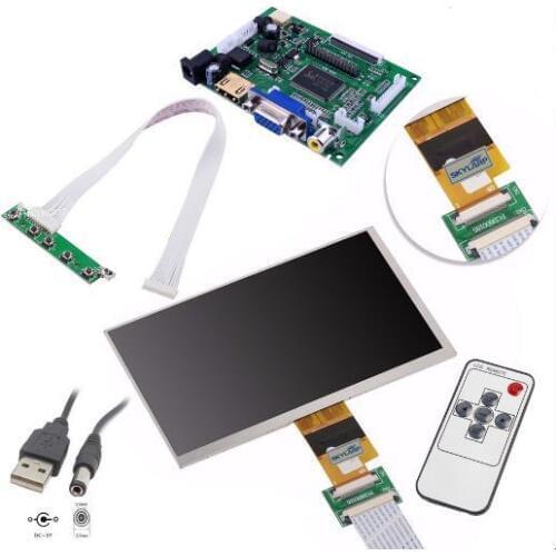 For Raspberry PI Pcduino Cubieboard(1024*600) 7" LCD Panel Digital LCD Screen + Touch screen and Drive Board(HDMI+VGA+2AV)