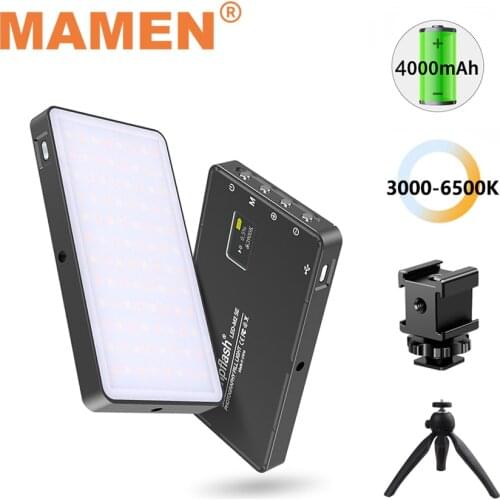 MAMEN 3000-6500K Dual-color LED Video Light CRI 95+ Photographic Lighting For Camera Vlog Selfie Youtube Light 4000mAh Battery