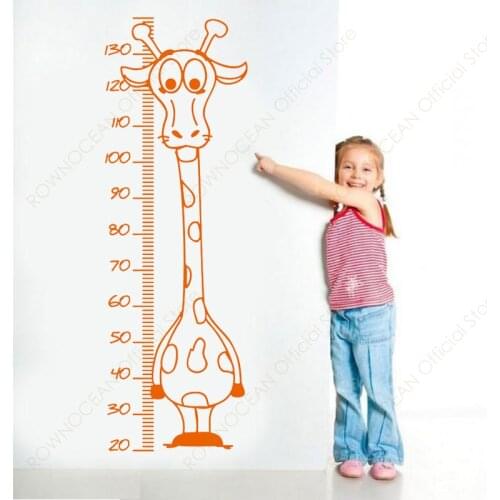 Giraffe Growth Chart Wall Sticker Vinyl Art Home Decor for Kids Room Bedroom Cartoon Height Decals Nursery Decoration Mural 4837