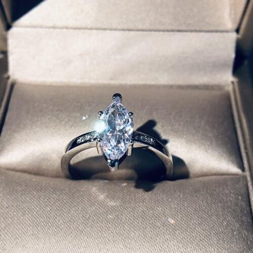 Exquisite Women Fashion Horse Eye Ring Color White Zircon Ring Wedding Engagement Jewelry Bridal Ring Promise Rings for Couples