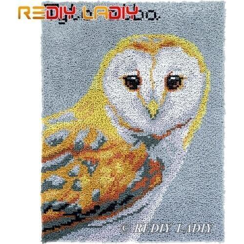 Latch Hook Kits DIY Carpet Rug Owl Face Plush Wall Tapestry Kits Crochet Floor Mat Thick Yarn Cushion Hobby & Crafts 61*81cm