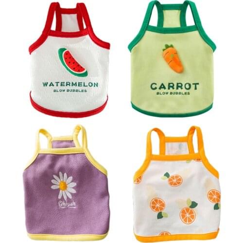 Cute Fruit Print Dog Clothes for Small Dogs Summer Puppy Dog Clothes Pet Cat Vest Cotton T Shirt Pug Apparel Costumes Ropa Perro