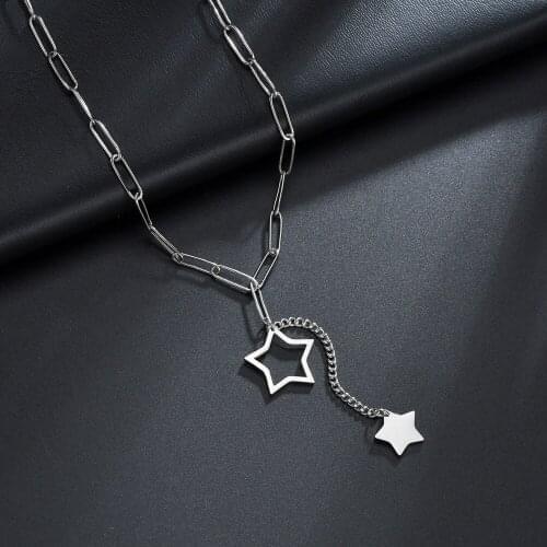 Acheerup Trendy Stainless Steel Necklaces for Women Star Pendant Choker Silver Chain Girls Necklace Jewelry Gifts Free Shipping
