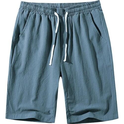 Mens Drawstring Casual Elastic Waist Sports Gym Shorts Summer Comfortable Breathable Cotton Beach Pants Shorts 10+ Colors