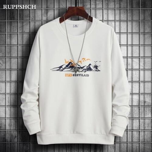 2021 New Spring Autumn Men Long Sleeve Pullover Sweatshirt Men Casual Round Neck Pattern Print Letter Slim Sweatshirt Men Top