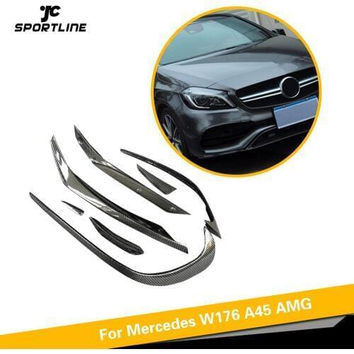 Front Bumper For Mercedes-Benz A Class W176 A45 AMG A180 A200 Sport 2016 2017 Front Bumper Lip Fins Canards Carbon Fiber