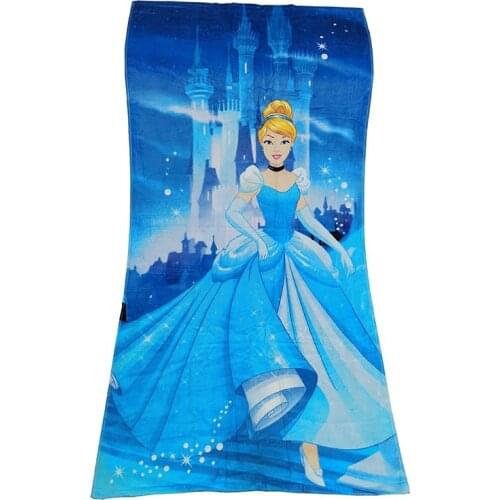 Disney Cinderella Frozen Baby Cotton Beach Towel Soft Water Absorbing Breathable Children Adult Beach Towel Blanket Throw Gifts