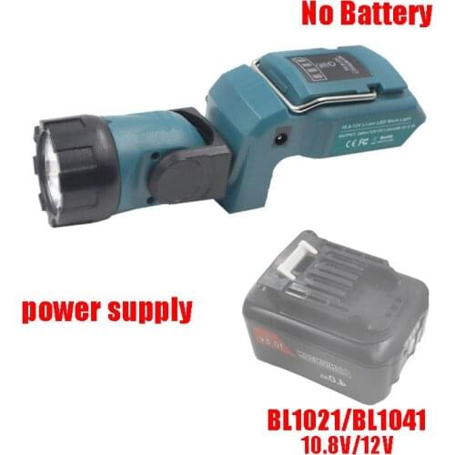 Portable Spotlight LED Warning Light Work Lamp Flashlight USB Charger for Makita BL1021 BL1041 10.8V 12V Li-ion Battery Blue