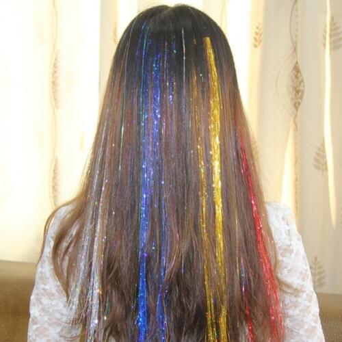 Rainbow-colored shiny hair tinsel hair extension wig party show hair beauty accessories fashion hair rope