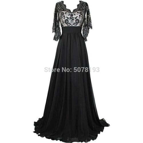 Grace V-neck half A-line floor-length chiffon evenig dresses/gowns zipper&appliques&beaded free shipping
