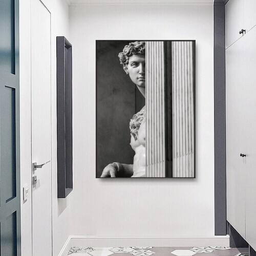 Vintage David Figure Sculpture Black and White Canvas Paintings Wall Art Posters Print Pictures for Living Room Home Decor
