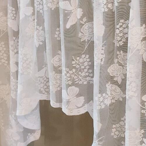 1 Piece Sling Type Curtain for Door With Irregular Edges White Lace Yarn Kitchen Partition *NT