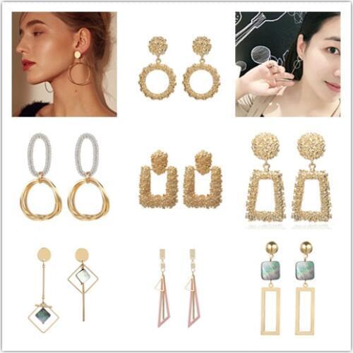 New Fashion Geometric Earrings For Women Gold Silver Boho Earrings Korean Style Accessories Circle Brincos Minimalist Jewelry