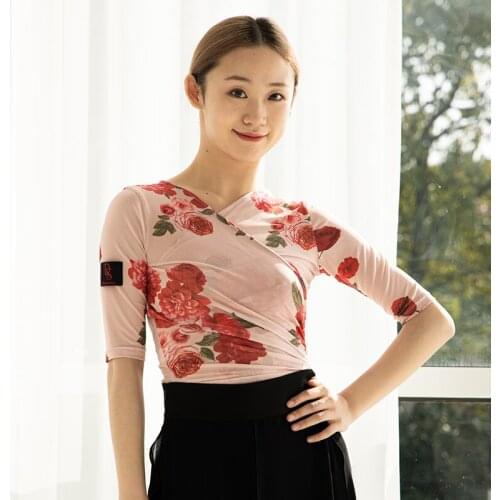 Female Latin Dance Tops Daily Training Clothes Bandage Tango ChaCha Performance Wear Rumba Samba Dancing Practice Wear YS2226