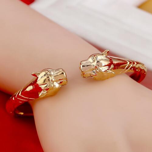 African Leopard Bangles Women Men Charm African Gold Color Jewelry Ethiopian Congo Animal Jewelry