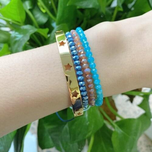 Gold Filled Brass Stars Open Cuff Bangles Bracelets For Women Jewelry