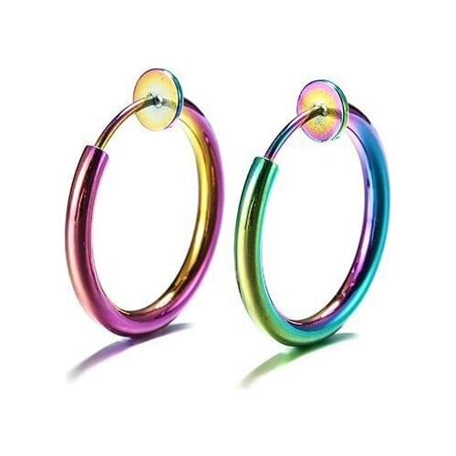 1Pcs Spring Ear Clip Unisex Earring Stainless Steel Ear Clip Fashion Ear Stud Solid Surgical Steel Hinge Segment Nose Ring Hot