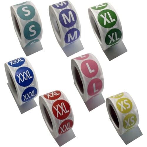 2.5cm Small Paper Sticker XS/S/M/L/XL/XXL/XXXL Clothes Size Round Label Clothing Size Stickers Business Supplies Adhesive Labels
