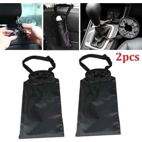 2PCS Lightweight Black Car Trash Bin Pack Bag Waterproof Car Trash Bag for Little Leak Proof Car Garbage Bag with Side Pocket