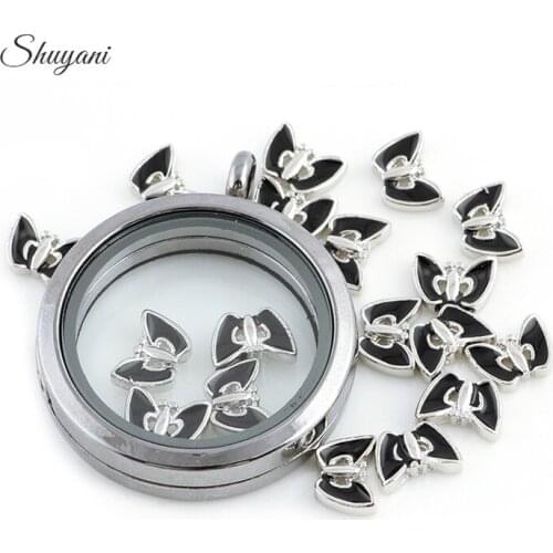 F438 Free Shipping Enamel Butterfly Charms Pendants For Floating Locket Charms 20pcs/lot