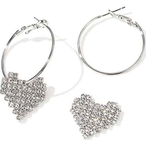 2020 Popular Earrings With Rhinestone Circle Earring Bright Crystal Cute Lady Peach Heart Stud Earrings For Women Ear Jewelry