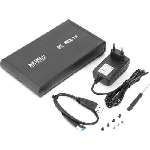 3.5 inch Hard Disk Case SATA to USB3.0 Aluminum Alloy HDD Case External Hard Drive Enclosure with USB Cable for PC Computer Lapt